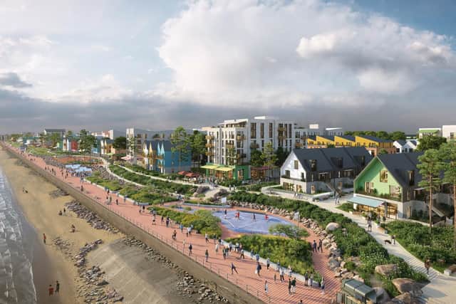 An artist's impression of the Seafield masterplan which includes housing, a waterfront park and continuous promenade.