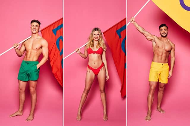 From right to left, Liam, Tasha, and Davide will all be heading to the island this summer. Photo: ITV.