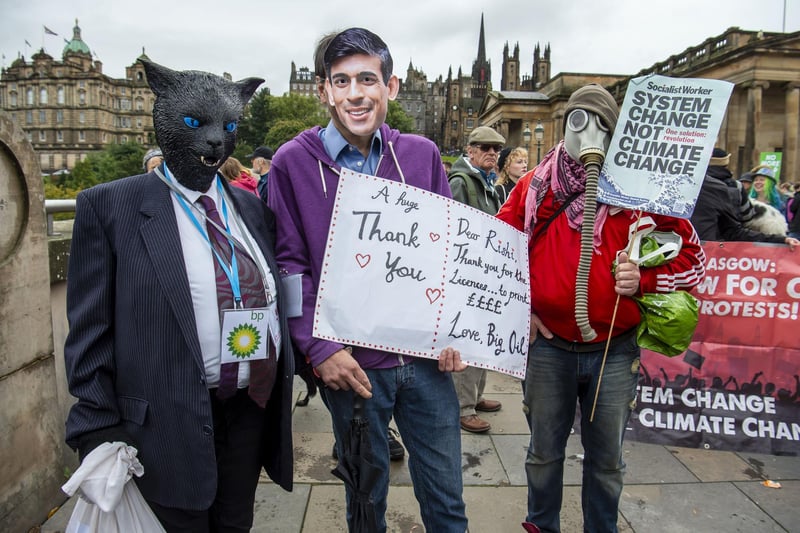 These climate change protesters took aim at Prime Minister Rishi Sunak and oil company bosses.