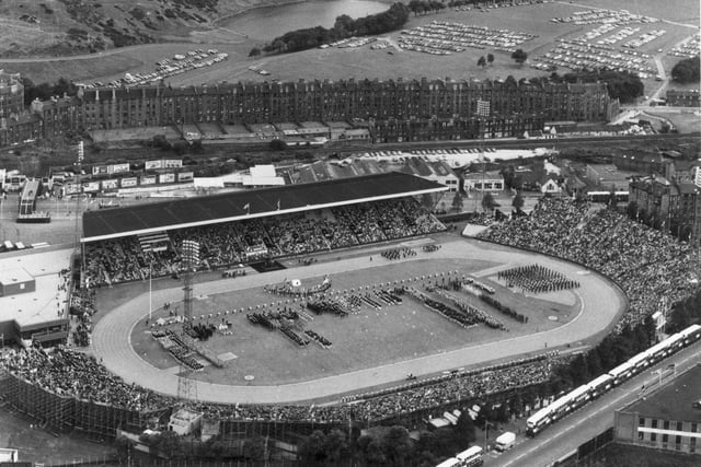 Aerial view of the opening of the 1970 Commonwealth Games held in Edinburgh.