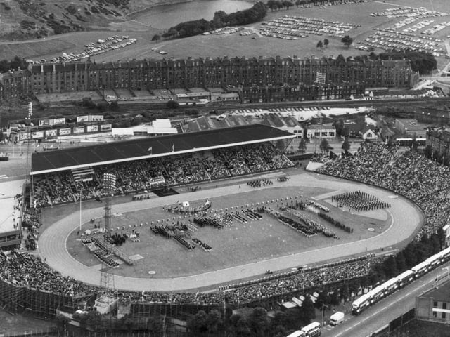 Aerial view of the opening of the 1970 Commonwealth Games held in Edinburgh.