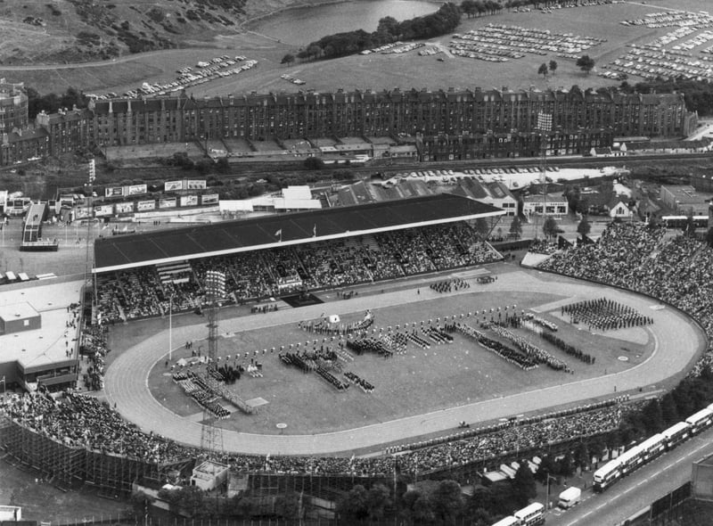 Aerial view of the opening of the 1970 Commonwealth Games held in Edinburgh.