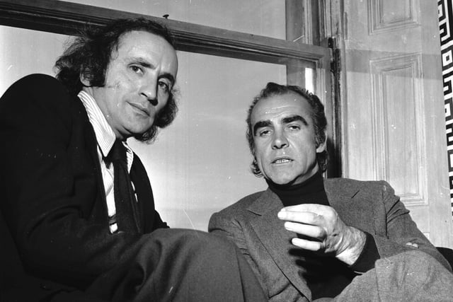 Richard Demarco, pictured here with Sean Connery in 1972, is an artist and promoter of the visual and performing arts.  He has been described as one of Scotland's most influential advocates for contemporary art, having founded the Richard Demarco Gallery, co-founded the Traverse Theatre, and attended every single Edinburgh Festival since its inception.