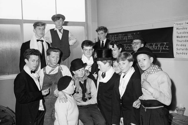 Firhill Secondary School pupils performing Pygmallion at the festival in 1963.
