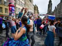 Fringe performers on the Royal Mile.