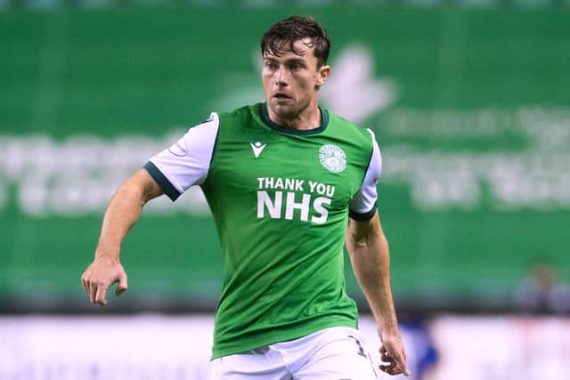 Hibs left-back Lewis Stevenson injured his ankle against Kilmarnock.
