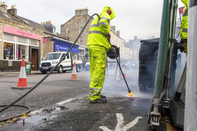Markings on the road for pedestrians in Stockbridge are removed  Picture: Lisa Ferguson