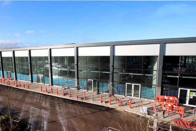The retail terrace at Straiton Retail Park, pictured nearing completion. Photo by Emma Jayne Seddon.