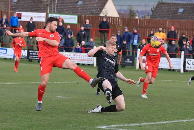 Bonnyrigg sub Zander Murray goes close in the final minute. Picture: Joe Gilhooley LRPS