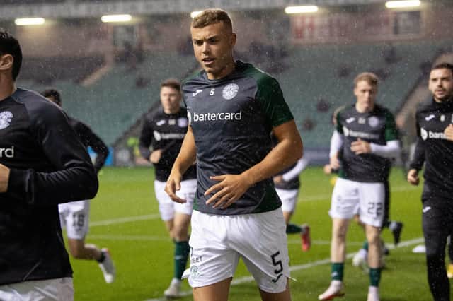 Ryan Porteous pictured during the pre-match warm-up at Easter Road