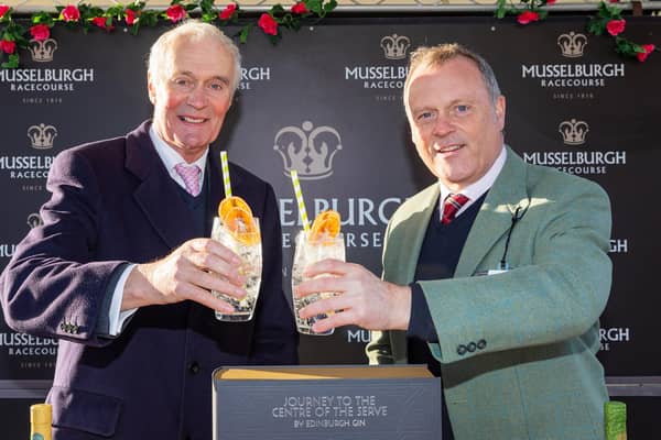 Cheers: Musselburgh Racecourse chairman Charles Barnett (left) and Neil Boyd, Managing Director UK, Ian Macleod Distillers