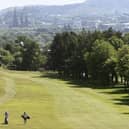 Two members enjoy a game at Murrayfield Golf Club, close to Edinburgh city centre. Picture: Lisa Ferguson.