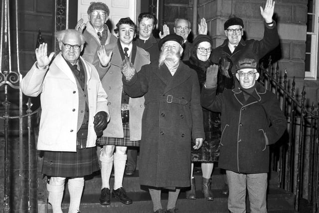 Edinburgh Robert Burns fans set off from Charlotte Square for a Burns Supper in Moscow in January 1975.