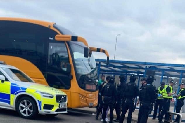 Armed police swarmed a bus headed to Edinburgh. (Photo credit: Fife Jammers Locations)