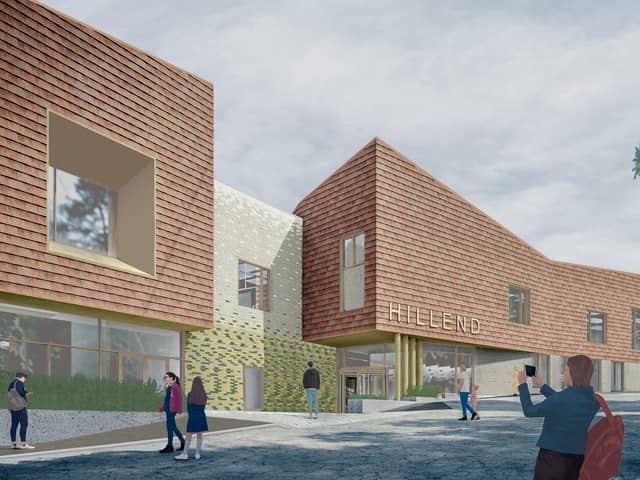 Destination Hillend will replace the Midlothian Snowsports Centre, with the two-storey building including accommodation, ski-hire, climbing facilities, a soft play, dining and retail. Picture: Smith Scott Mullan Associates