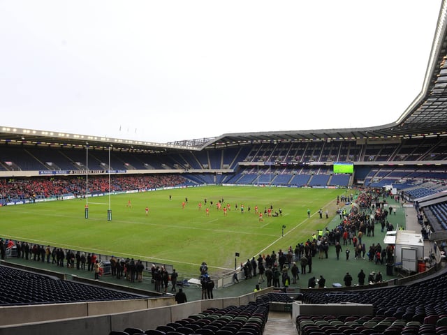 Murrayfield Stadium is currently the largest sports ground in Scotland, with an all-seater capacity of 67,000. This photo was taken during the Heineken Cup match between Edinburgh and Munster in January 2013.