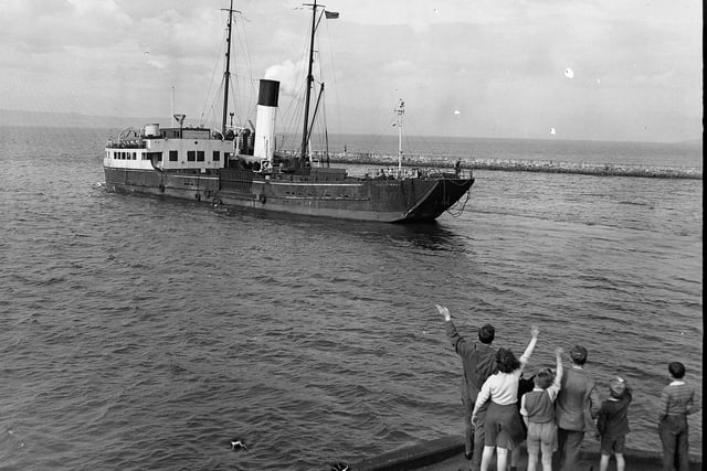 Ferry boat the Glenfinnan  leaves Granton for India, 1954.
