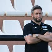 Hibs manager Lee Johnson clashed with supporters after the full-time whistle in Andorra. Picture: Mark Scates / SNS Group