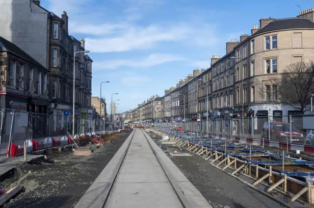 The extension of the tram line from the city centre to Newhaven goes through the heart of Leith Walk.  Picture: Andrew O'Brien.