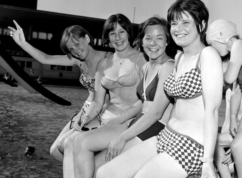 Girls enjoying the sun at Portobello Outdoor Swimming Pool in July 1966.