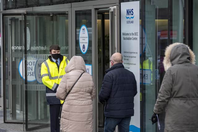 The Edinburgh International Conference Centre opened as a vaccination centre for over-70s on Monday.