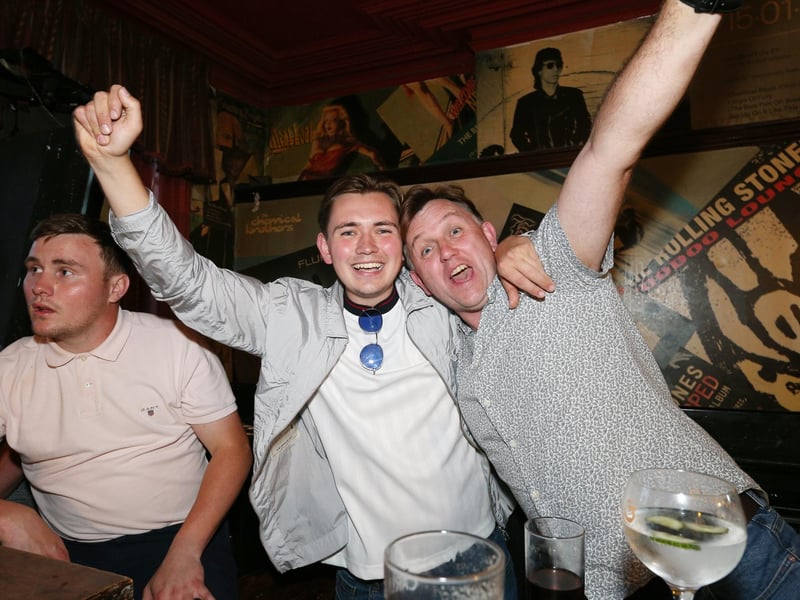 Fans watch England v Ukraine in the quarter finals of Euro 2020, in The Kings pub, Albert Rd, Southsea. Picture: Chris Moorhouse (jpns 030721-28)