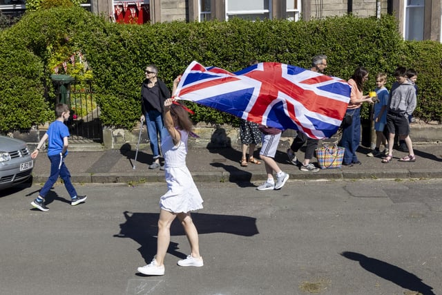 Residents of Netherby Drive in Trinity celebrate the Platinum Jubilee of Queen Elizabeth II. (Photo by Robert Perry/Getty Images)