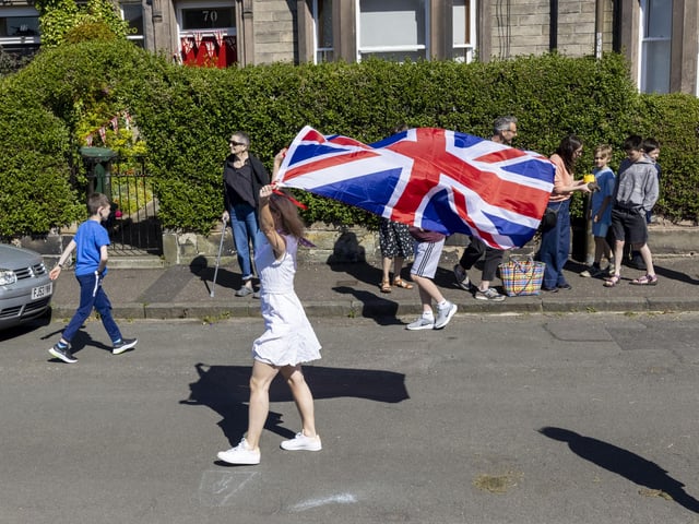 Residents of Netherby Drive in Trinity celebrate the Platinum Jubilee of Queen Elizabeth II. (Photo by Robert Perry/Getty Images)