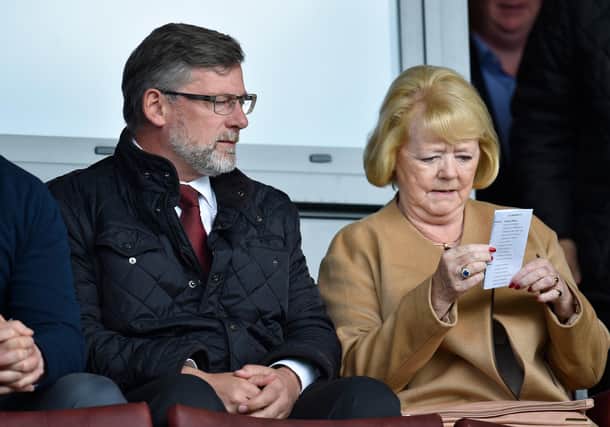 Former Hearts manager Craig Levein and owner Ann Budge.