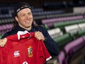 Hamish Watson familiarises himself with the Lions jersey. Picture: Craig Williamson/SNS