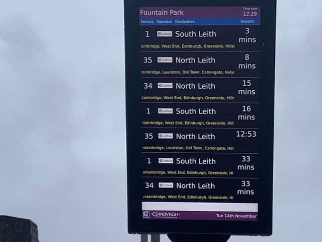 Lothian Buses' new electronic timetable display boards