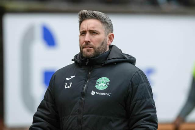 Lee Johnson is looking to add to his centre-back corps at Easter Road this summer. Picture: SNS