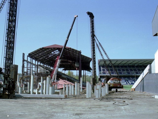 The famous old main stand at Murrayfield is taken down in April 1993.