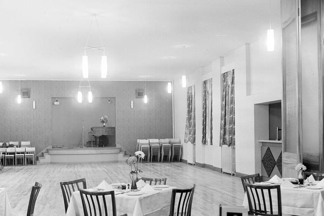 The attractive dance hall restaurant in Tranent's Tranmere Roadhouse in December 1962.
