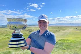 Chloe Goadby (St Regulus) shows off the Scottish Women's Championship trophy after her win at Gullane. Picture: Gullane Golf Club