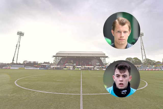 Hibs loanees Runar Hauge, top, and Stevie Bradley are chasing the league title with Dundalk
