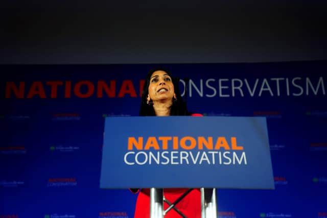 Home Secretary Suella Braverman, speaking at the National Conservatism conference (Picture: Victoria Jones/PA)