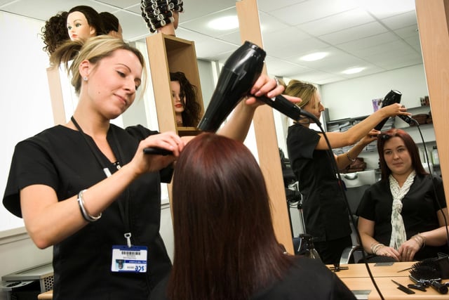 At Stevenson's The Salon in September, 2008, students cut and dried your locks for a fiver, with a half leg wax costing the same, while also offering a Dermalogica facial for £7. Junior Stylist Gina Barclay (27) styles the hair of fellow student Alischa Taylor (20) at Stevenson College.