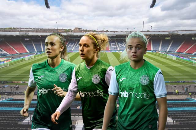 Leah Eddie, left, Rachael Boyle, and Amy Muir have been called into the Scotland squad