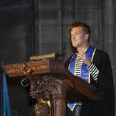 Paolo Nutini gives speech at ceremony.