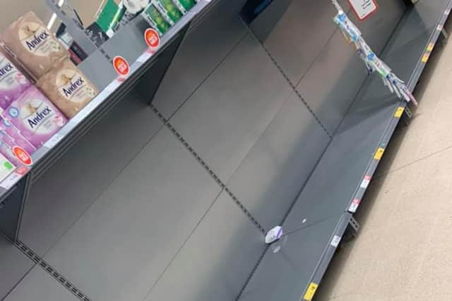 A photo of the toilet roll section in Morrisons, Ferry Road, which is believed to have been taken on Wednesday, 22 September picture: supplied