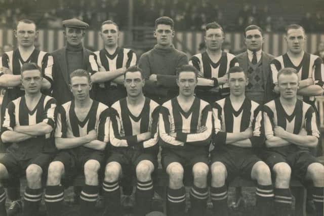 Team photo of Southport FC in 1931 featuring Archie Waterston, front row third from left