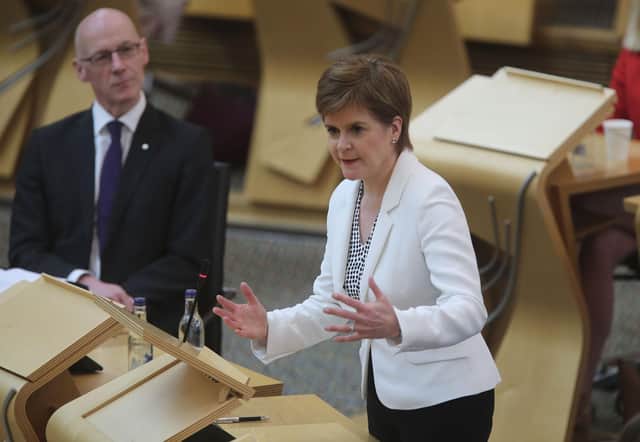 Nicola Sturgeon's Government has announced extra funding for the arts sector to help them through the Covid lockdown (Picture: Fraser Bremner/WPA Pool/Getty Images)
