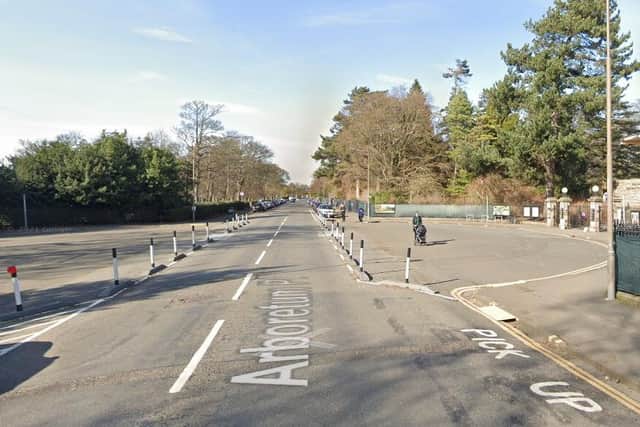 The disabled parking spaces in the semi-circle have been blocked off   Image:  Google Streetview