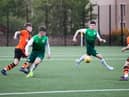 Connor Young ventures forward in a Hibs Under-18s attack at Gussie Park in the 2-2 draw with Dundee United Under-18s. Picture: Maurice Dougan