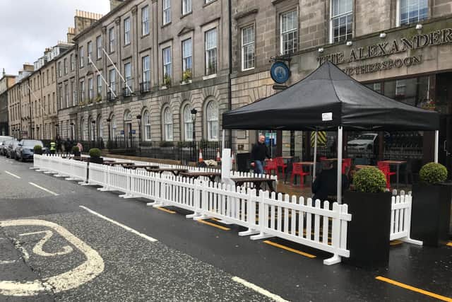 The outdoor seating area outside the JD Wetherspoon Alexander Graham Bell pub in George Street. Pic: supplied