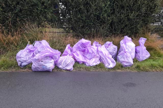 Bags of litter picked up at Gladhouse Reservoir by locals