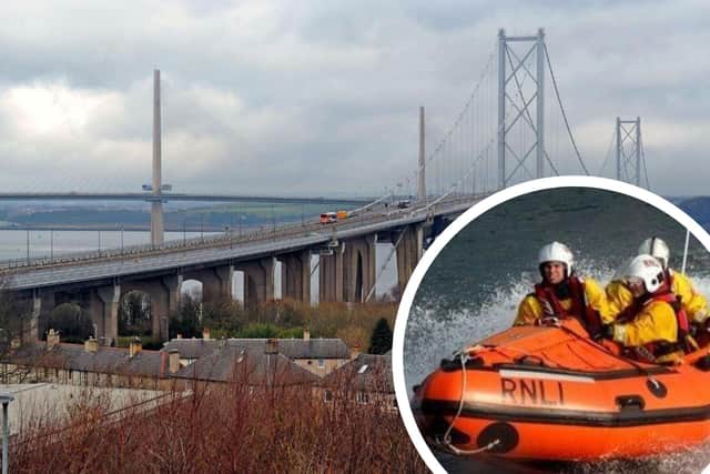 A lifeboat (similar to one shown) and helicopter were called following a late night incident which saw a casualty fall 30ft down a cliff onto rocks near the Queensferry Crossing.