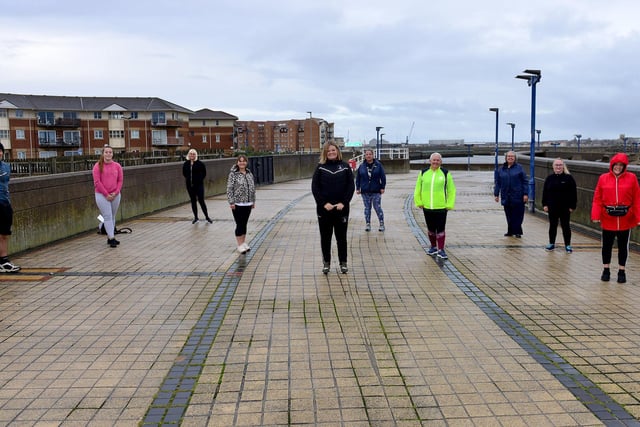 Members of Hartlepool United Community Sports Foundation at the half-way mark in their couch to 5K.
