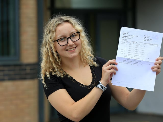A-Level results day at Don Valley School, Jossey Lane, Scawthorpe. Pictured is Ellie-Anne Barker.